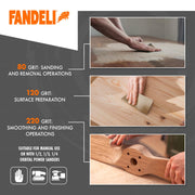 Fandeli | Multi-Purpose Sanding Paper | Assorted Grits (80,120,220) | 50 Sheets of 23 x 28 cm | Perfect for Sanding Metal and Sanding Wood | Hand Sanding | Orbital Sanders