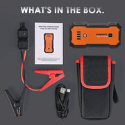 GOLDGE Car Jump Starter Kit, 32000mAh External Battery Charger 2000A Peak 12V Portable Battery Booster Automatically Alarm Flashlight with Protection Case for up to 6L Gasoline 3.5L Diesel Engines