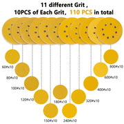 STEBRUAM 110PCS 125mm Sanding Discs, Orbital Sander Discs Include 60 80 100 120 150 180 240 320 400 600 and 800 Grit Sand Sheets