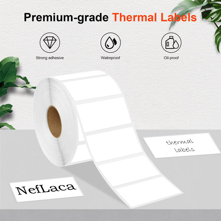 NefLaca Self Adhesive Address Labels 2 Roll 500 Labels 89mm x 36mm Thermal Mailing Labels Multipurpose for Labelling Envelopes, Packages, Parcels, Filing and More