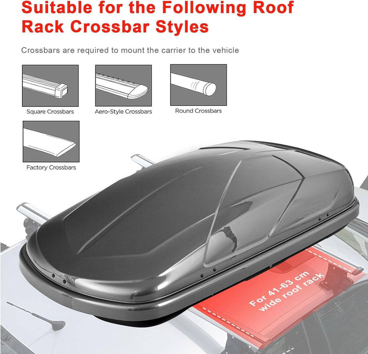 TANGZON Car Roof Box, 400L Extra-Large Car Top Roofbox with Dual Side Opening, Waterproof Hard Rooftop Cargo Carrier Storage Box for Tents Bags Luggage, Fits Most Cars (Grey)