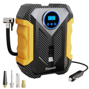 Danett Portable Tyre Inflator Pump, DC 12V Car Tire Air Compressor 150 PSI, Auto Shut Off Feature, Digital LCD Display, LED Flashlight for Car Truck Motorcycle Bicycle Tires