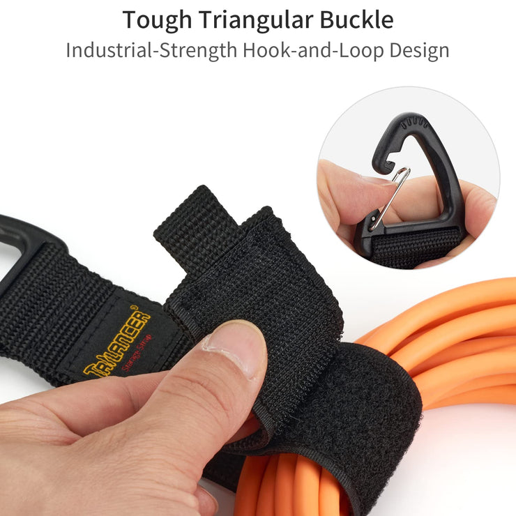 Trilancer Hook-and-Loop Storage Straps with Triangular Buckle to Hang on Walls for Cables, Wires, Rope, Hoses, Organization for Home, Garage or Workshop（2*S，2*M，2*L）