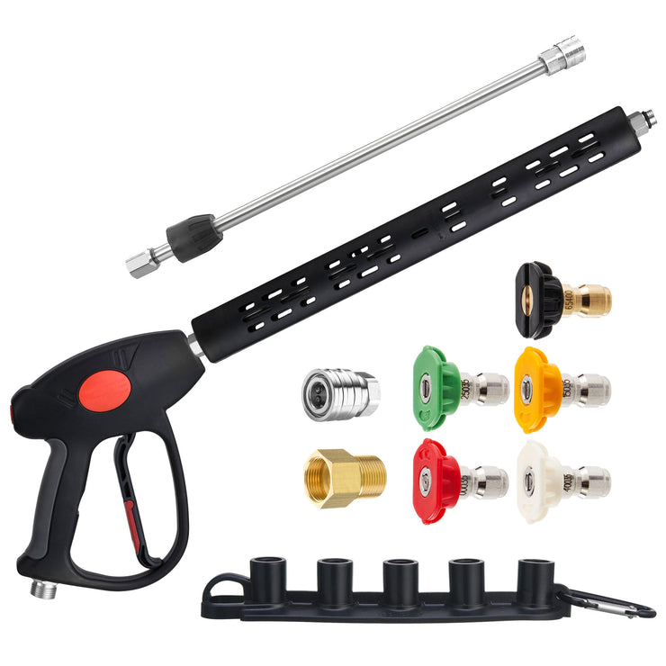 M MINGLE Replacement Pressure Washer Gun with Extension Wand, M22 15mm or M22 14mm Fitting, 5 Nozzle Tips, 40 Inch, 4000 PSI