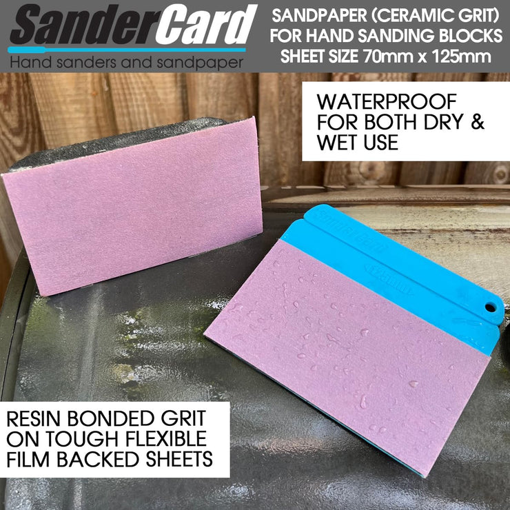 40 Assorted Grit Sandpaper Sheets 125mm x 70mm | Fast Sanding Ceramic Grit | Hook & Loop | Fits Sanding Blocks | Sand Wood, Paint & Metal | Dry or Wet | Fine, Med & Course Grits P120/ P180/ P240/ P320