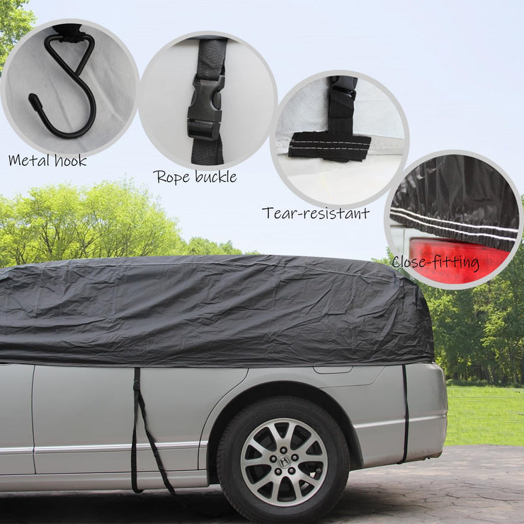 BEXITA Half Car Cover Outdoor Waterproof Car Front and Rear Windshield Cover Thickened Fabric with Cotton Lined Car Windscreen Snow Cover, Black