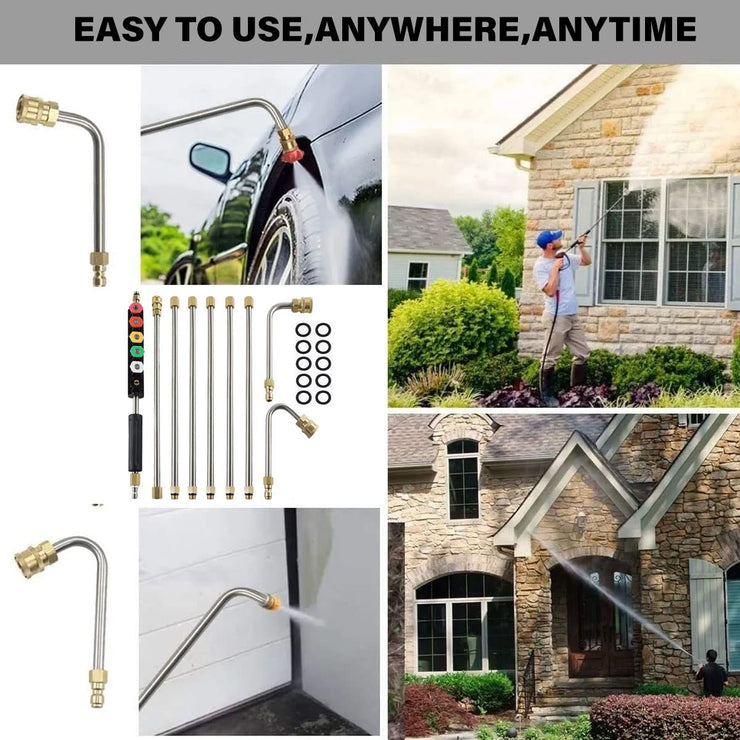 Pressure Washer Extension Rod, ZAYMDO 4000PSI Pressure Washers Telescopic Replacement Lance Tips Cleaning Tools for Roof Window Washing