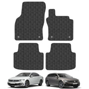 Car Mats for VW Passat (2015-2022) Tailored Fit Rubber Floor Mat Set Accessory Black Custom Fitted 4 Pieces - Anti-Slip Backing, Heavy Duty & Waterproof