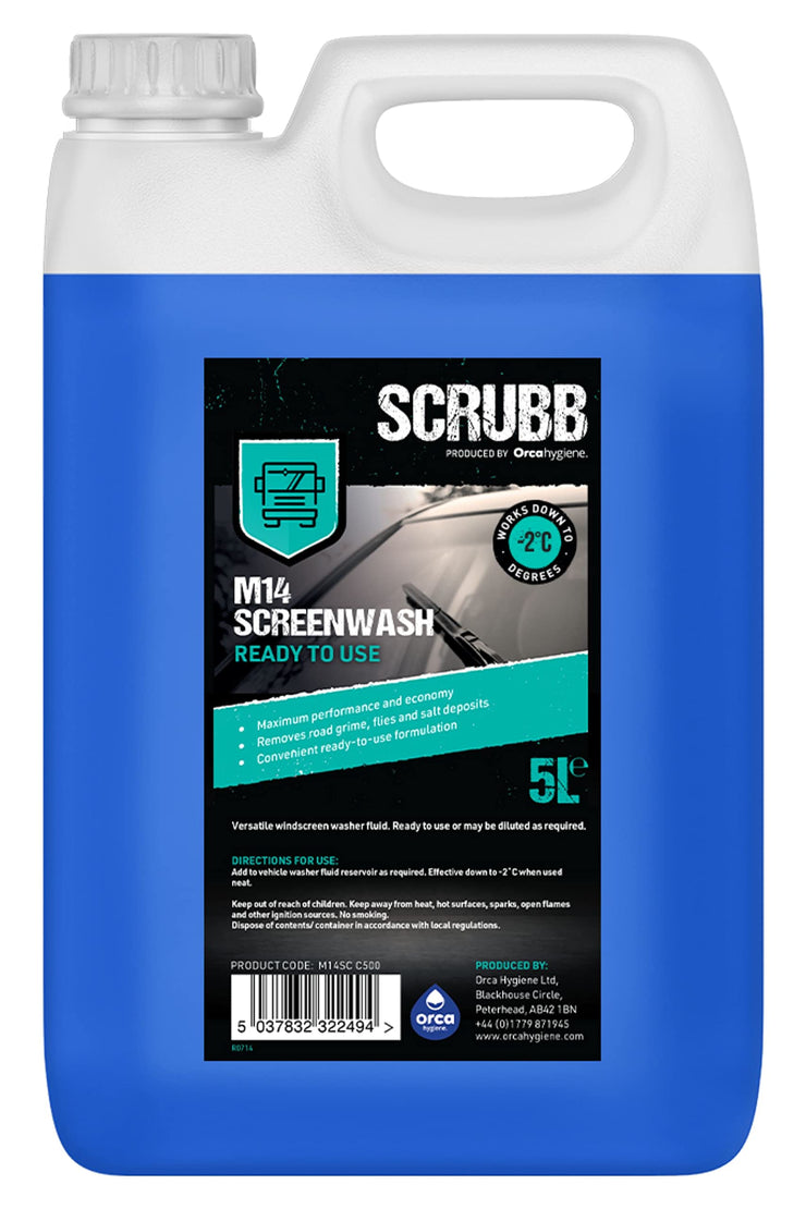 SCRUBB M14 Screenwash Ready to Use, Removes Road Grime, Flies and Salt Deposits, 5L