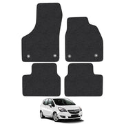 Car Mats for Vauxhall Meriva B B (2010-2017) Tailored Fit Carpet Floor Mat Set Accessory Black Custom Fitted 4 Pieces with Clips - Anti-Slip Backing & Black Trim Edging