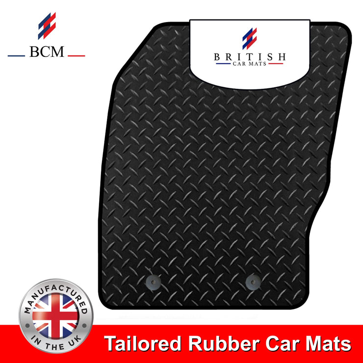 BCM - Tailored Rubber Car Floor Mats Focus March 2015-2018- HEAVY DUTY 3mm Rubber Mat - Anti Slip Mat - Waterproof, Non Slip Car Floor Mat, Fitted with Clips - 4 Piece Rubber Floor Mat Set