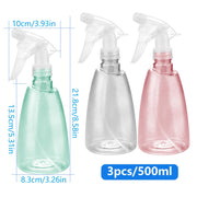 Oiiurly 3 Pcs Water Spray Bottle 500ml Plastic Empty Spray Bottles With Fine Mist and Inject Modes for Home Cleaning Hairdressing Gardening Plants Refillable Sprayer Bottle