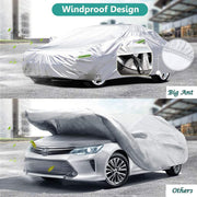 Big Hippo Car Cover Breathable Waterproof Car Covers Full Size Sedan Cover Custom Fit Sedan Up to 190 Inch (490 * 180 * 130cm)-Sliver