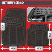 Xtremeauto Rubber Car Mats Universal Fit - 4PC Rubber Car Floor Mats (Front & Rear) Rubber Car Mat Heavy Duty Thick Rubber For Cars, Vans, Truck & SUV, All Weather Waterproof Rubber Mats