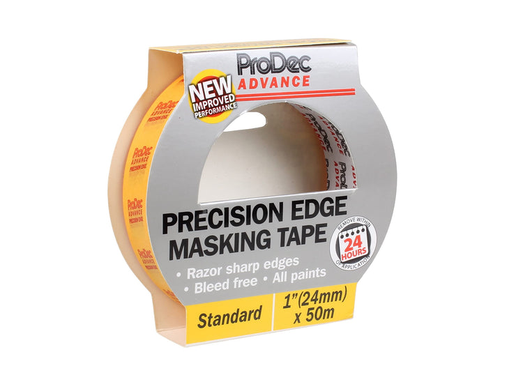 ProDec Advance ATMT001 24mm (1 inch) x 50m Precision Edge Multi Surface Painters Masking Tape for Razor Sharp Lines with No Paint Bleed 1",Yellow