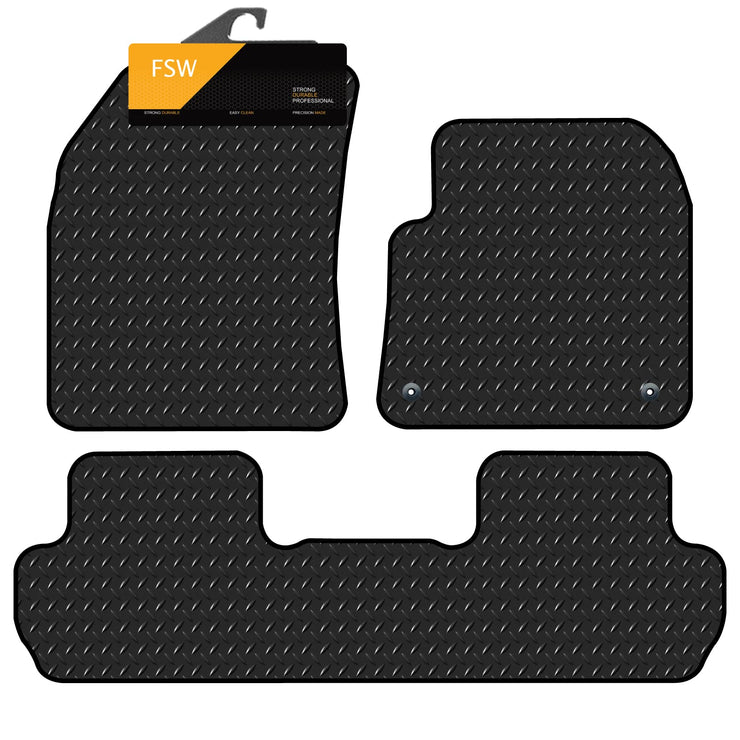 FSW - Tailored Car Mats - Fits PEUGEOT 3008 2016-Onwards - HEAVY DUTY 3mm Rubber Matting - Waterproof, Non Slip Car Floor Mat, Fitted with Clips & Anti Slip Backing - 3 XL Rubber Floor Mat Set