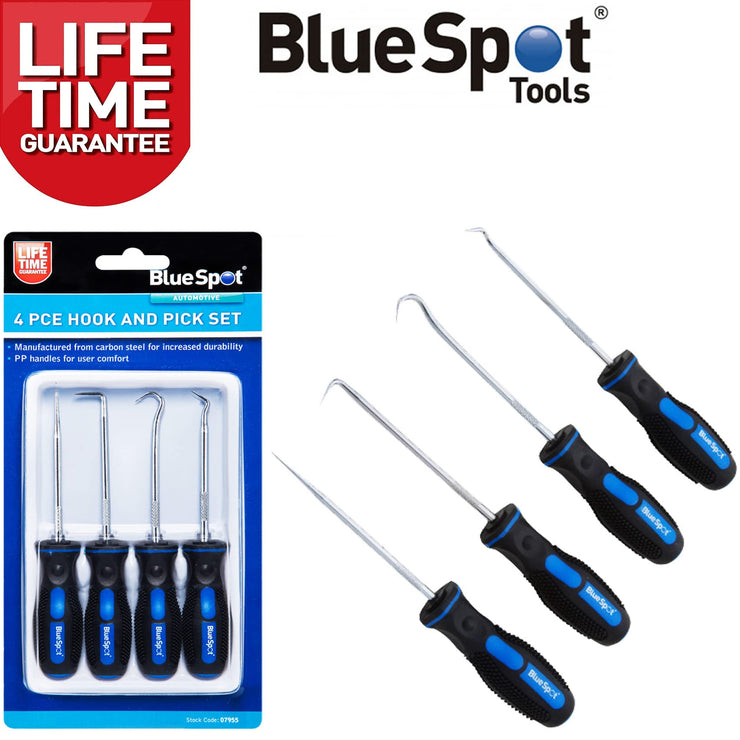 4X BlueSpot Professional Pick & Hook Probe Set | O Ring | Automotive | Car Seal Remover | Garage | Workshop | Equipment | Heavy Duty | Mechanics | Engine | Hand Tools | DIY | UK Free P&P