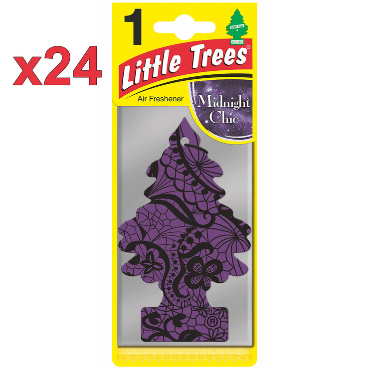 Little Trees Air Freshener Tree MTR0075B Midnight Chic Fragrance For Car Home Boat Caravan - 24 Pack