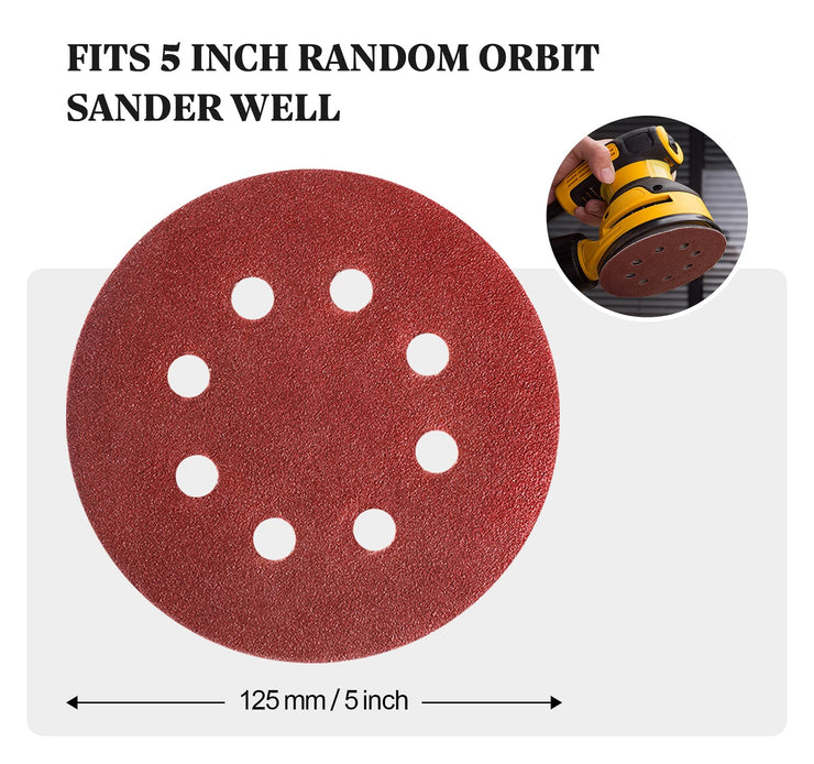 SATC 125mm Sanding Discs 72Pcs Orbital Sander Discs Hook and Loop Sanding Pads for Random Orbital Sander, 40 60 80 120 180 240 320 Grits Sanding Discs