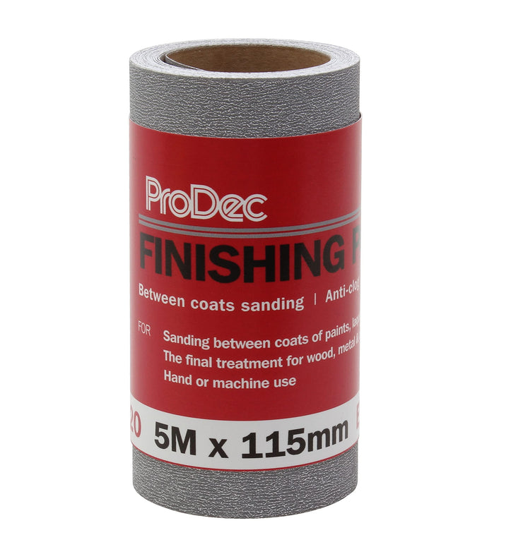 ProDec 320 Grit Extra Fine Grade Finishing Paper for Sanding Between Coats and Automotive Sanding - 5m x 115mm Abrasive Paper Roll