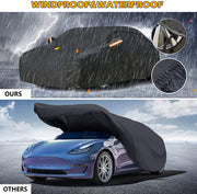 Big Ant Car Cover,100% Waterproof Sedan Cover for Tesla Model Y, 6 Layers Durable Tesla Outdoor Cover All Weather Protection Car Covers with Ventilated Mesh & Left Door Zipper Fit for Tesla Model Y