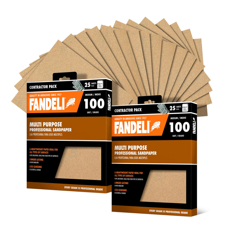 Fandeli - Multi-Purpose Sandpaper | 100 Grit | Sheets of 9&