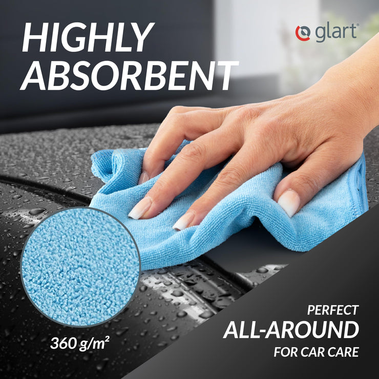 Glart 4448 Set of 4 super soft car microfibre cloths car car care household microfibre cloths 2 pcs blue 40x40 cm, 2 pcs green 40 x 40 cm, microfibre cloth washing set also for window cleaners