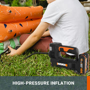 WORX 20V Cordless Inflator WX092 Multi-Function Air Pump, Powerful LED Light & SOS Emergency Light, Max. 150 PSI High Pressure, PowerShare, 1 * 2.0Ah Battery, 1 * 2A Charger