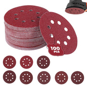 125mm Sanding Discs ,100Pcs Orbital Sander Discs Hook and Loop Sanding Pads for Random Orbital Sander (40/60/80/100/120/150/180/240/320/400 Grits)