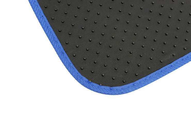 Streetwize - Velour Car Floor Mat Set [Black] Set of 4, Anti-Slip Car Mats with Blue Binding - Car Interior Accessory, Universal Fit