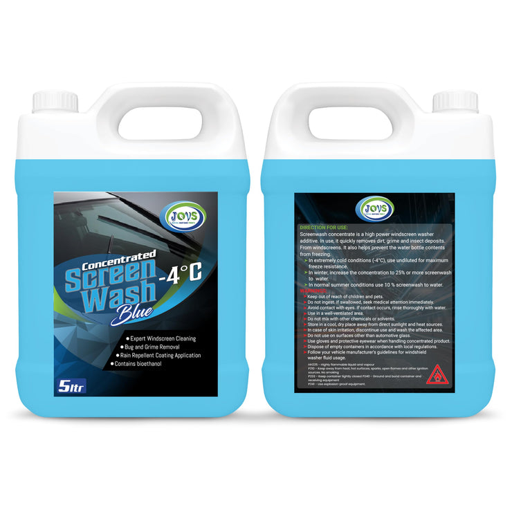 Jovs Screenwash 2x 5 Litre - Screen Wash for Cars, Windscreen - Concentrate & Effective to -4°C - Car Screen Washer Fluid & Windscreen Cleaner.