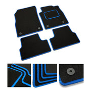 DB Bespoke - Tailored Car Mats - Compatible with Vauxhall Astra J 2010-2015 - Black Carpet - Non-Slip Carpet Mat - 4 pc Complete Car Floor Mats with No clips - Black with Blue Trim