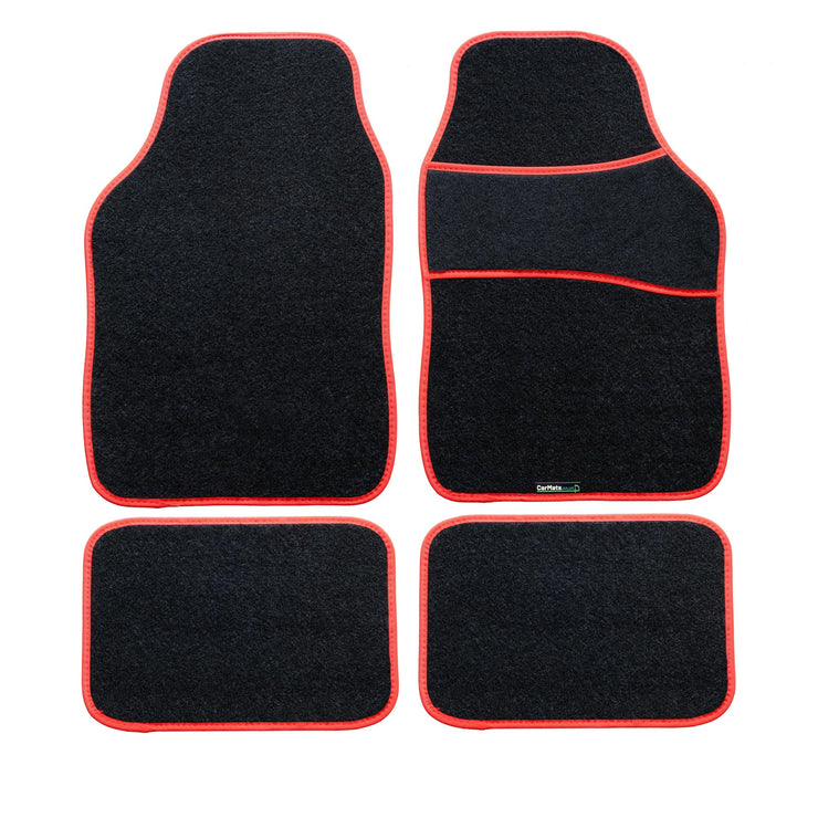 CarMats.co.uk Universal Car Mats Red Trim - Black Carpet Right Hand Drive Car Floor Mats