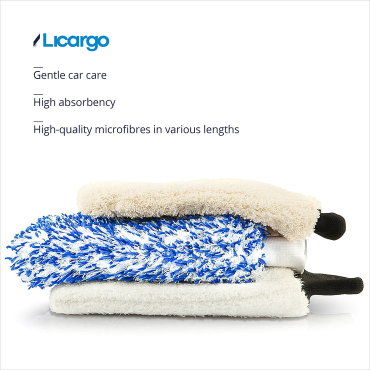 LICARGO® Car Wash Mitt - Made Of Ultrasoft Microfibre - Extremely Absorbent - Removes Stubborn Dirt Effortlessly - Sewn In Centre Seam For Maximum Grip - Microfibre Wash Mitt For Car Washing