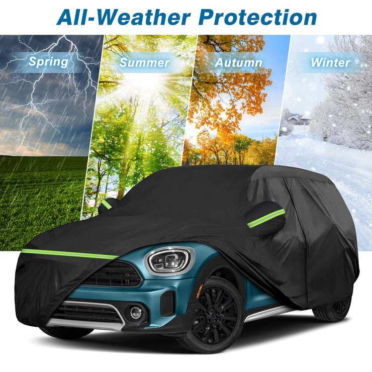 Full Car Covers for 20014-2024 Mini Cooper/Cooper S/Hardtop/Clubman/Countryman 4 Door, Car Cover Waterproof Heavy Duty All-Weather Protection with Door Zipper & Storage Bag