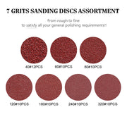 SATC 125mm Sanding Discs 72Pcs Orbital Sander Discs Hook and Loop Sanding Pads for Random Orbital Sander, 40 60 80 120 180 240 320 Grits Sanding Discs