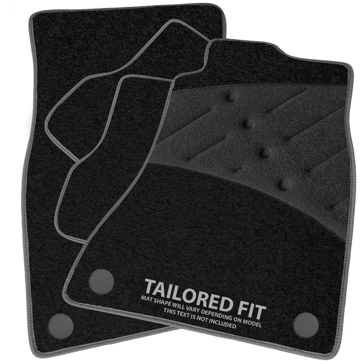 Car Mats FOR Vauxhall Crossland X 2017+ Black Carpet & Grey Ribbed Trim & Black Full Width Heel Pad [SAPP-2177]