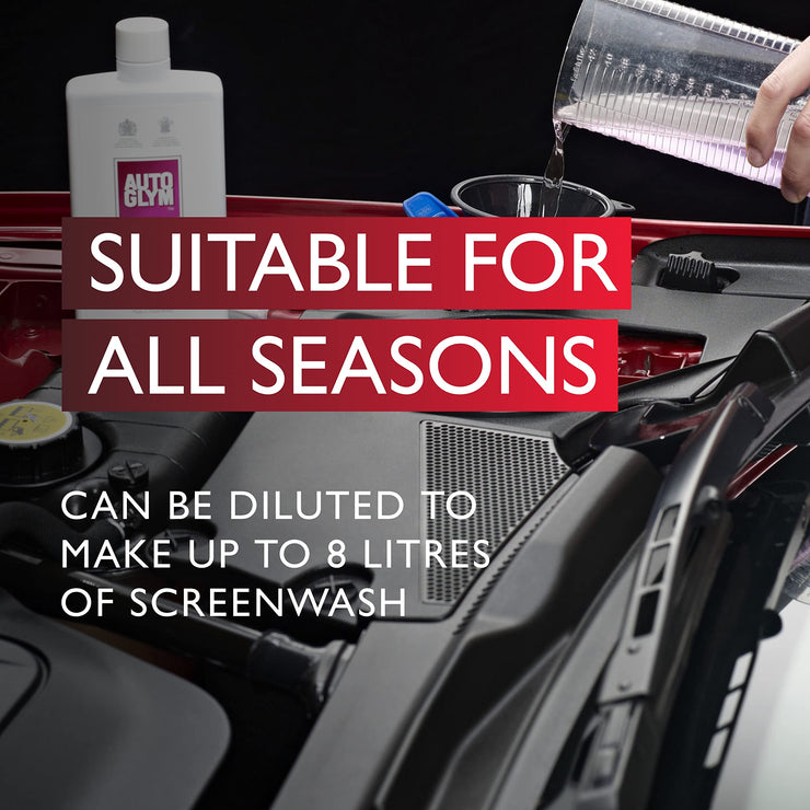 Autoglym Ultimate Screenwash, 500ml - Concentrated Screen Wash for Cars, Up to 8 Litres - Down to -45°C, Winter Windscreen Washer Fluid - Screenwash Concentrate Dilute for All Seasons for Windshield