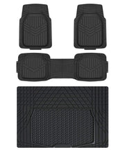 Amazon Basics Deep Dish Universal Heavy Duty PVC Faux Rubber Floor Mats Set 4-piece with Cargo Liner, All-Weather Protection waterproof Trim To Fit for Cars, Automotive, SUVs, Sedan, Trucks, Black