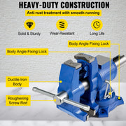 BestEquip Multipurpose Vise 6-Inch Bench Vise 360-Degree Rotation Clamp on Vise with Swivel Base and Head Heavy Duty Multi-Jaw Vise for Clamping Fixing Equipment Home or Industrial Use