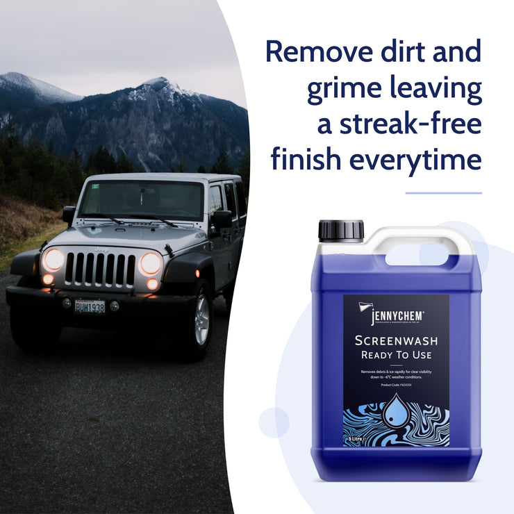 Jennychem Ready Mixed Screenwash Windscreen Fluid 4x5L. All Seasons with -6°C Antifreeze Windscreen Wash Protection. Screenwash Ready To Use Car Windscreen Wash with Streak Free Finish