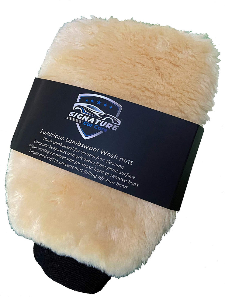 Topteck Signature Car Care Lambswool Wash Mitt Lambs Wool car wash mitt microfibre car wash mitt bug shifter - NEW IMPROVED DESIGN (Free 76 pg Detailers e-guide)