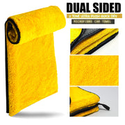 XL Microfibre Towels for Cars Drying YELLOW/GREY 90cmx60cm Extra Large Size Absorbent Fast Dry Auto Motorcycles Exterior Cleaning Towels 800gsm (Pack of 1)