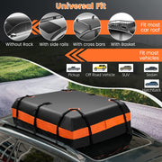 COSTWAY 15/21 Cubic Feet Car Roof Bag, 100% Waterproof Roofing Cargo Carrier with Anti-Slip Mat, Combination Lock & Straps, Rooftop Luggage Storage Box (15 Cubic Ft/424L, Black+Orange)