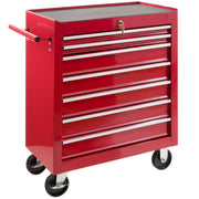 Arebos Tool Cabinet Workshop trolley 7 compartments | centrally lockable | incl. anti-slip mats | drawers with ball bearings | 2 castors with parking brake (red)