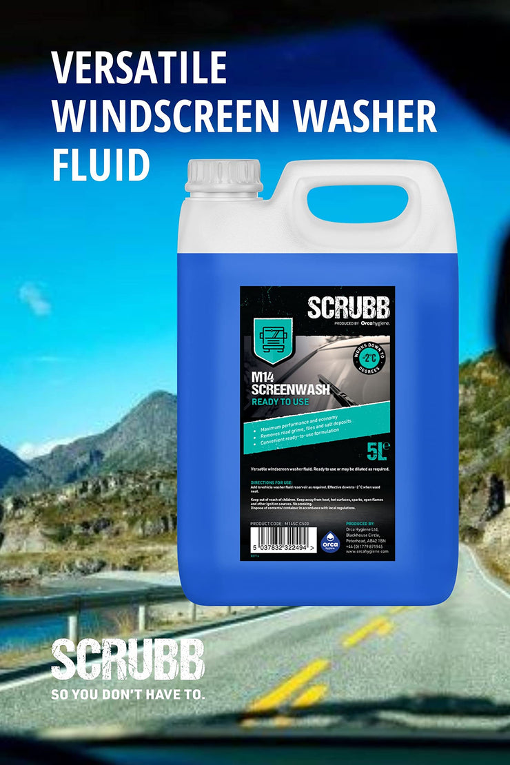 SCRUBB M14 Screenwash Ready to Use, Removes Road Grime, Flies and Salt Deposits, 5L