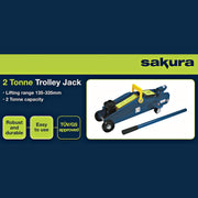 Sakura 2 Tonne Hydraulic Trolley Jack For Cars And Other Vehicles SS5191 - Lifting Range 135 x 330mm - TUV/GS Approved