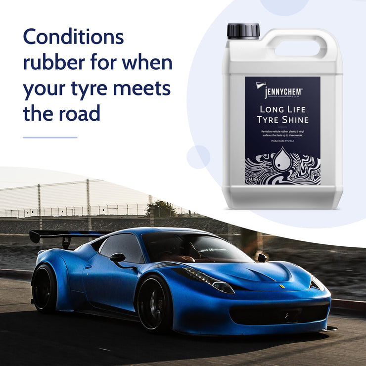 Jennychem Car Tyre Shine, Easy to Use Tyre Dressing, 5L, Long-lasting Gel for Superior Cleaning, Protection and Wet Look Black Gloss