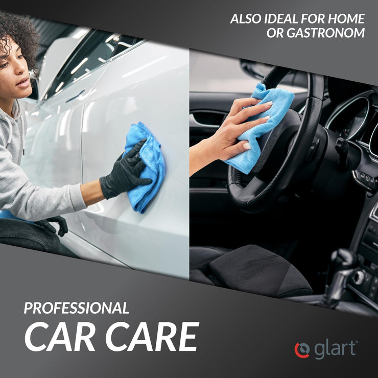 Glart 4448 Set of 4 super soft car microfibre cloths car car care household microfibre cloths 2 pcs blue 40x40 cm, 2 pcs green 40 x 40 cm, microfibre cloth washing set also for window cleaners