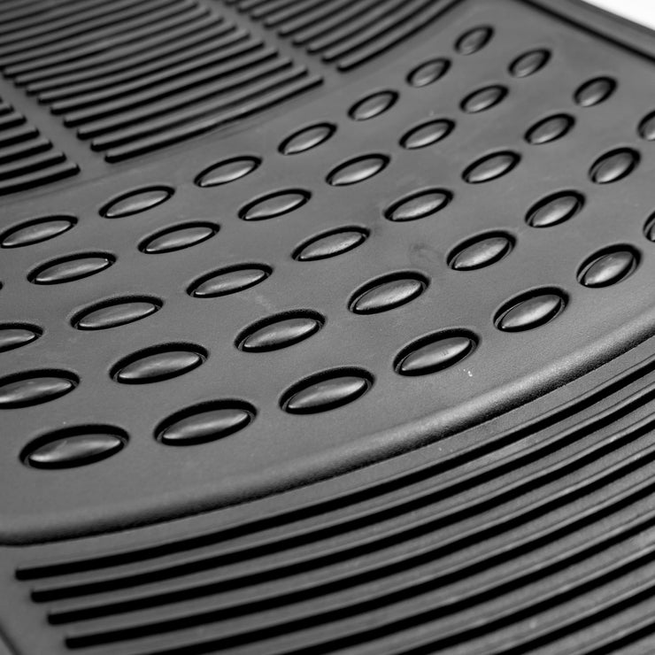 4 Piece Car Mat Universal Deep Grooved KARAN KING Heavy Duty Rubber Non Slip Mat for Cars, Truck and VAN, Water Proof, All Weather Car Mats